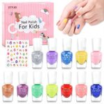 ETYJO Kids Nail Polish Set - 12 Rainbow Colors Quick Dry Peel-Off Girls Nail Varnish Sets Kids, Non-Toxic Water-Based Childrens Nail Polish with