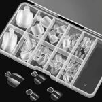 100 Pieces Fake Toenails in 10 Sizes False Toenails Full Cover Artificial French Toenails Clear Fake Toenail Tips with Box for Nail Salons and Na