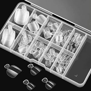 100 Pieces Fake Toenails in 10 Sizes False Toenails Full Cover Artificial French Toenails Clear Fake Toenail Tips with Box for Nail Salons and Na