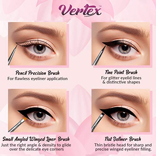 Eyeliner Brush Set Pencil Liquid - Gel Liner Winged Makeup Brushes Small Angle Firm Angled Wing Kit Black Stamp Pen Stencils Thin Flat Stencil Sh