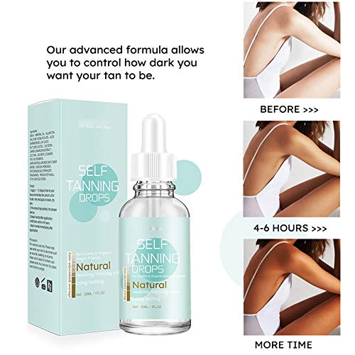 Self Tanning Drops with Organic & Natural Ingredients, Tanning Lotion without UV Damage, Sunless Tanning Lotion for Darker Bronzer Skin, Self Tan