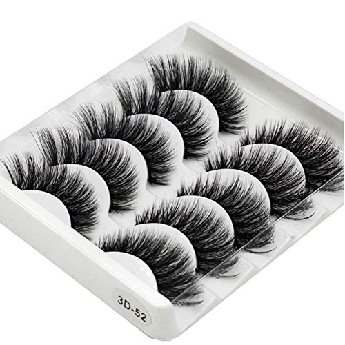 False Lashes Elocoise 5 Pairs 3D Eye Lashes Reusable Long Hand-made Faux Eyelashes for Eye Makeup (3D-47)