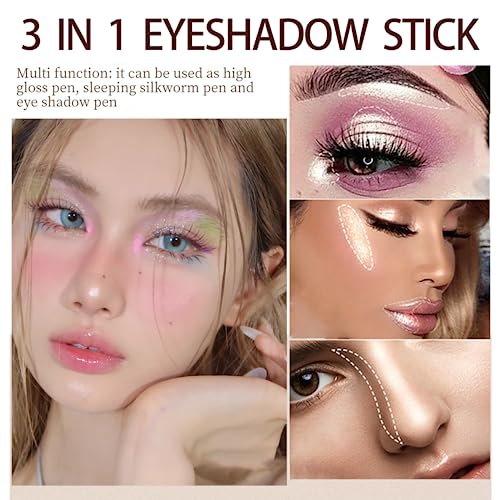 Glitter Eyeshadow - Shimmer White Cream Eyeshadow Stick - Diamond Liquid Blendable Sparkly Eye Make-up - Long Lasting Waterproof Highly Pigmented