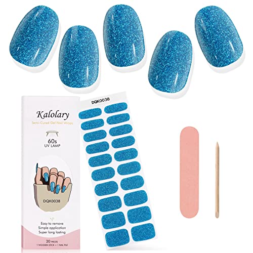 Kalolary Gel Nail Polish Strips, Semi Cured Nail Gel Art Sticker Waterproof Full Nail Wraps Decal Sets with Nail File and Stick for Women Girls N
