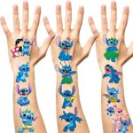 4 Sheets lilo and stitch Temporary Tattoos, Birthday Party Supplies Anime Cartoon Fake Tattoos Stickers Party Favors for Kids Boys Girls Birthday