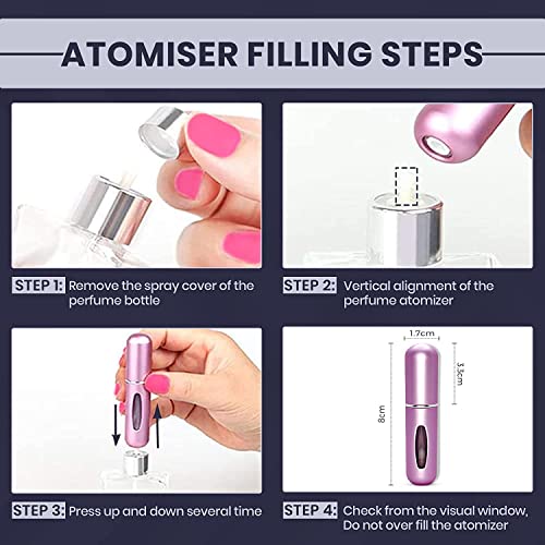 Blue Gloss Refillable Perfume Atomizer – 5 Ml Mini Empty Refill Spray Bottle, Small Portable Pocket Perfume Dispenser, Must Haves Essentials for