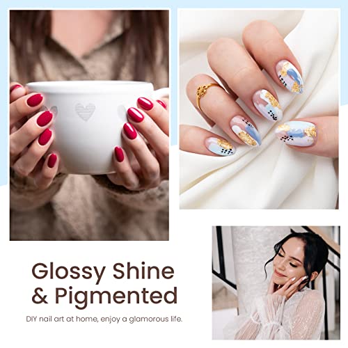 Gel Nail Polish Set, Phoenixy 12 Colours Gel Nail Polish Kit with UV/LED Nail Lamp,Soak Off Nail Polish Glossy Matte Top Coat Gel Nail Starter Ki