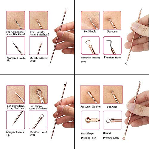 Blackhead Remover Pimple Comedone Extractor Tool Acne Kit - Treatment for Blemish, Whitehead Popping, Zit Removing for Risk Free Nose Face Skin(G