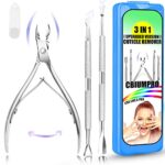 Cuticle Nippers Cuticle Pusher, 3 Pack Professional Cuticle Remover Set Stainless Steel Cuticle Cutter Cuticle Clipper Tools for Manicure and Ped