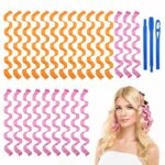 URAQT Hair Curlers for Long Hair, 24Pcs 45cm Hair Rollers Wave Curls, No Heat Hair Curlers Styling Kit with Styling Hooks, Healthy DIY Hairstyle