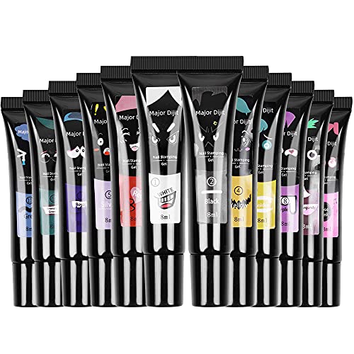 DouborQ Nail Stamping Polish Gel 8ML Nail Art UV Gel Polish For Nail Stamper Plate 12 Colors (12 Colors/Set)