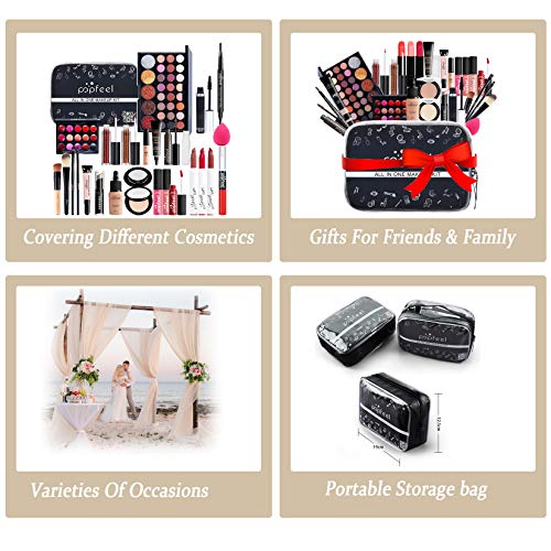 RoseFlower 28Pcs Professional Makeup Set, Essential Make up Starter Set All-In-One Make-up Gift Sets With Cosmetic bag Eyeshadow Palette Lip Glos