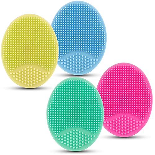 4 Pcs Silicone Facial Cleansing Brush, Face Scrubber Face Massager Brush for Pore Blackhead Removing Exfoliating-Unique Makeup Tool for Girl Sist