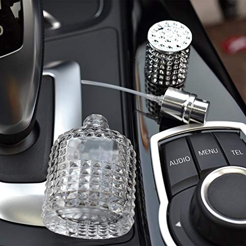 JUN-H 2 Pieces Perfume Bottle Atomizer Crystal Translucent Glass Art Empty Oval Pineapple Perfume Bottle Refillable for 30ml Travel Gift with Fil