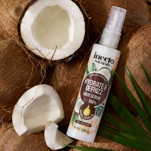 Inecto Naturals Hydrate & Defrizz Coconut Dream Crème Hair Serum 100ml, Anti Frizz, Preservers Moisture for Visibly Smooth Hydrated, 100% Natural