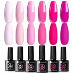 UR SUGAR Pink Gel Nail Polish Set, 6 Colours Hot Pink Gel Polish Set for All Seasons Light Pink Neon Pink Gel Nail Polish Soak Off UV Lamp Nail V