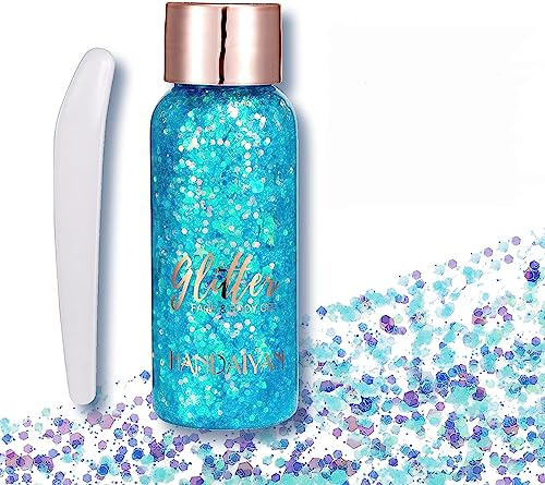 Body Glitter Gel, 50ml Face Glitters Body Gel Sequins Shimmer Liquid Eyeshadow, Mermaid Sequins Sparkling Chunky Body Lotion Glitter Liquid, for