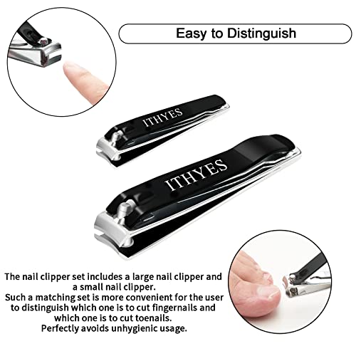 Ithyes Nail Clippers Nail Cutter Set Toenail Fingernail Clippers Kit for Thick Nails Stainless Steel Sharp Sturdy Trimmer for Men & Women, Set of