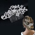 Hair Combs Slides for Women,Bridal Hair Accessories,Sparkly Hair Accessories Pearl Hair Comb,Bridal Wedding Hair Clip,Diamonte Hair Accessory Cli
