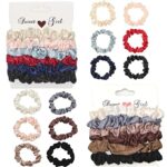 12Pcs Silk Hair Scrunchies, Satin Scrunchies Satin Hair Ties Elastic Hair Bands Ponytail Holder Solid Color Cute Scrunchies Traceless Small Scrun