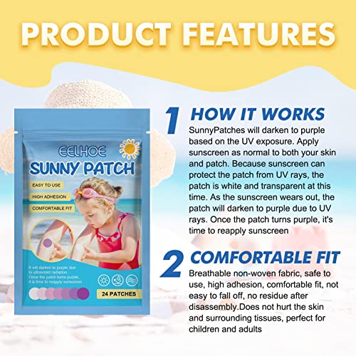 Solar Buddies Sunscreen Applicator | 24 patches UV Sunscreen Dots Stickers Reapply Reminder | Sunburn Alert Patches Works With Spray Sunscreen &