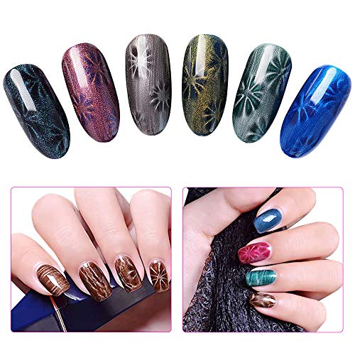 Nail Magnet Tool Set 5Pcs,Nail Art Kit Double Head Flower Design Nail Magnet Pen And Strong Magnet Stick Board Dotting Pens, Idea For DIY 3D Magn