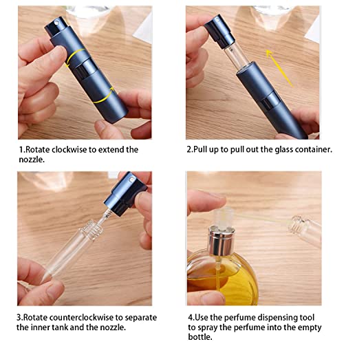 SONGQEE 8ml Perfume Atomiser Refillable Bottles, Mini Refillable Perfume Bottle Aftershave Spray Bottle, Upgraded Travel Perfume Atomizer, Portab
