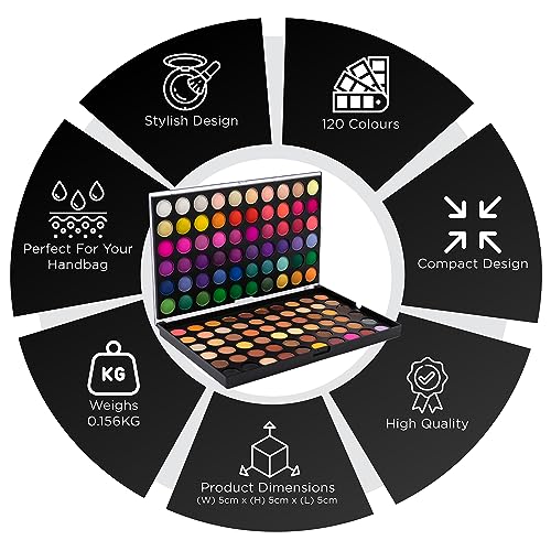 LaRoc Fusions 120 Eyeshadow Palette Makeup Set - MUA Eye Shadows Palette - Pigmented Shimmer Matte, Glitter and Metallic - Blendable Matte Nude S