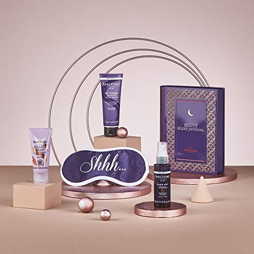 Sanctuary Spa Gift Set, Beauty Sleep Journal Tin With Pillow Spray, Face Mask, Warming Muscle Balm and Sleep Eye Mask, Vegan, Reusable Tin, Welln