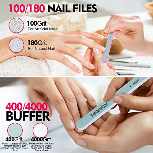 Clear Nail Tips, Artificial French Acrylic Press on Nails Set, 500 Pcs Coffin Half Cover Natural False Nails with Nail Glue Nail Files Buffer Shi