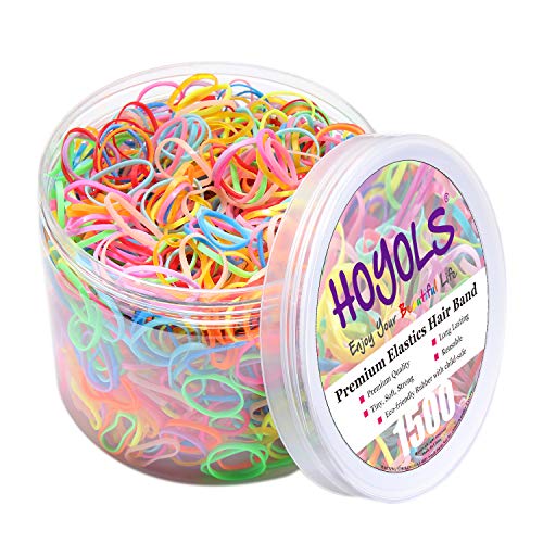 Hoyols Hair Elastic Rubber Bands Ties for Ponytail Braid Holder Pack (Clear 1500 pcs)