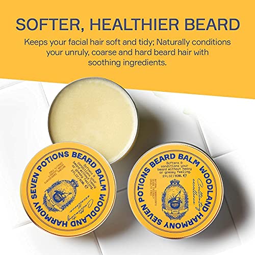 Seven Potions Beard Balm for Men — Conditioning Beard Softener to Nourish Skin, Facial Hair, and Stop Beard Itch — All-Natural, Vegan, Cruelty Fr