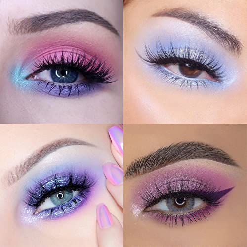 Purple Eyeshadow Palette, 16 Colour Glitter Matte Eye Shadow Pallets For Women, Long Lasting Blue Purple Highly Pigmented Eye Shadow Waterproof B