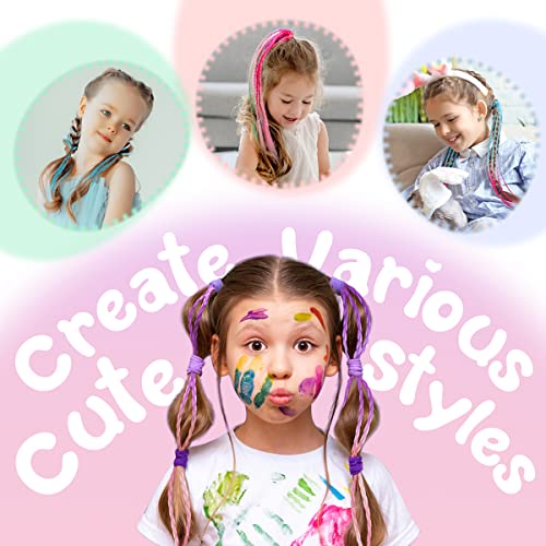 Dreamlover Hair Extensions for Braiding Kids, Coloured Hair Extensions for Kids, Girls Hair Accessories, 12 Pieces