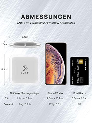 Compact Mirror Magnifying Pocket Mirror 10X Small Travel Folding Mirror for Handbag Square 3.5 inch (Silver)