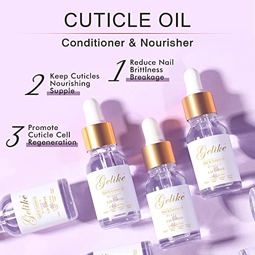 Gelike ec Organic Cuticle Nail Oil 15ml Vitamin B& E Essential Oil Moisturize with Convinient Dropper Design, Nail Cuticles Oils Treatment Damage
