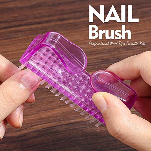 Clear Nail Tips, Artificial French Acrylic Press on Nails Set, 500 Pcs Coffin Half Cover Natural False Nails with Nail Glue Nail Files Buffer Shi