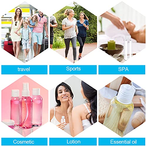 SPEACOUR 12 Pcs Clear Travel Bottles 50ml Transparent Flip Cap Bottles Refillable Empty Travel Containers Bottle Plastic Lotion Bottle with Small