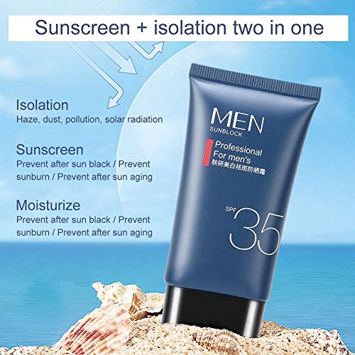 SPF35 40g Men Face Body UV Isolation Sunscreen Cream, Anti Aging Clear Face Sunscreen and Facial Moisturizer, Oil Free, Zinc Oxide Sunscreen For