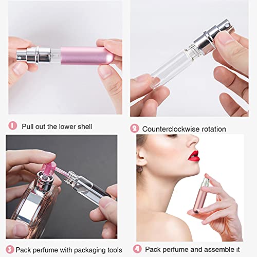 SONGQEE Mini Perfume Atomisers Bottles - Refillable Fine Mist Spray Bottles - Portable Travel Atomizer Bottle Set with Funnel and Perfume Diffuse