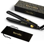 Terviiix Mini Hair Straightener for Short Hair/Bangs, Small Flat Iron for Travel, Portable Ceramic Straightening Irons, Dual Voltage, Pouch Inclu