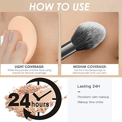 Pressed Setting Powder,Mineral Pressed Powder Foundation,Lightweight Matte Face Powder-Colour-Correcting,Long Lasting Oil Control,Flawless Presse