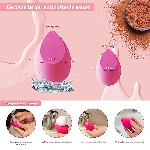 MUUK Makeup Sponge Blender 4 Pack Foundation Sponge Latex Free Beauty Blender Applicator With Sponge Holder Case Ideal For Foundation, Powder and