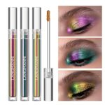3 Pcs Liquid Chameleon Eyeshadow Makeup Set,Metallic Changing Long-lasting Holographic Glitter Multichrome Eyeshadows (#A)