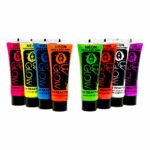 UV Glow Neon Face and Body Paint Set of 8 Tubes - Fluorescent - Brightest glow under UV!