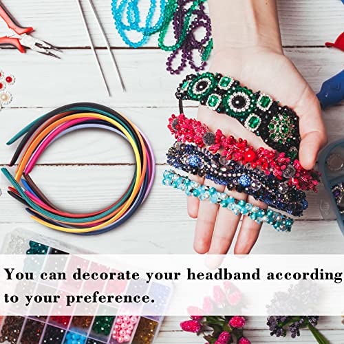 SIQUK 18 Pieces Satin Headbands Colourful Non-slip Headband 0.39 Inch DIY Satin Covered Headband for Women and Girls, 18 Colours