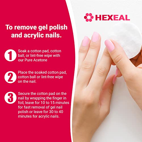Hexeal ACETONE 99.5% | 1L | Professional Nail Polish Remover | Gel Soak Off, Acrylic, Varnish Remover