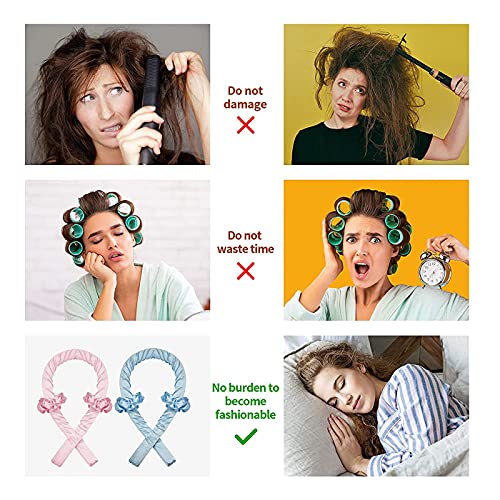 Heatless Curling Hair Rollers,No Heat Rod Headband Set Silk Ribbon with Soft Foam Sleeping Curler Wave Hair Styling Tools for Long Medium Hair,DI