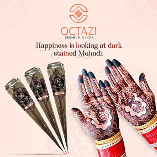 OCTAZI Henna Cones Brown Indian Mehendi Cones For Temporary Body Art Tattoo Mehindi All Natural Organic Herbal Pure Mehndi Henna Paste Cone For F