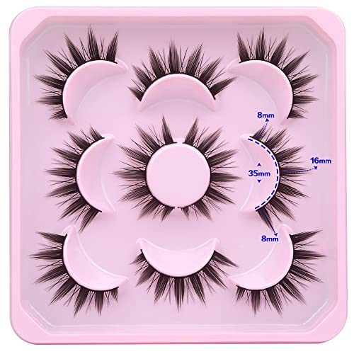False Eyelashes Natural Cosplay Lashes Doll Anime Japanese Faux Mink Lashes Pack Spiky Manga Fake Eyelashes Wispy Long Thick Ruffle Fake Eye Lash